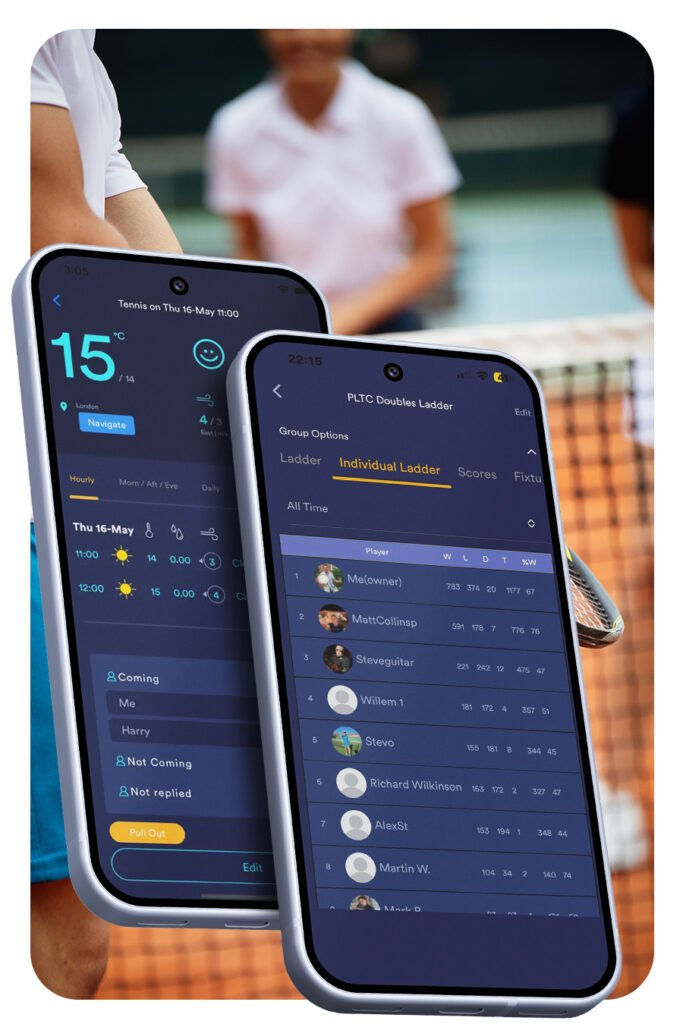 mobile app tennis clubs